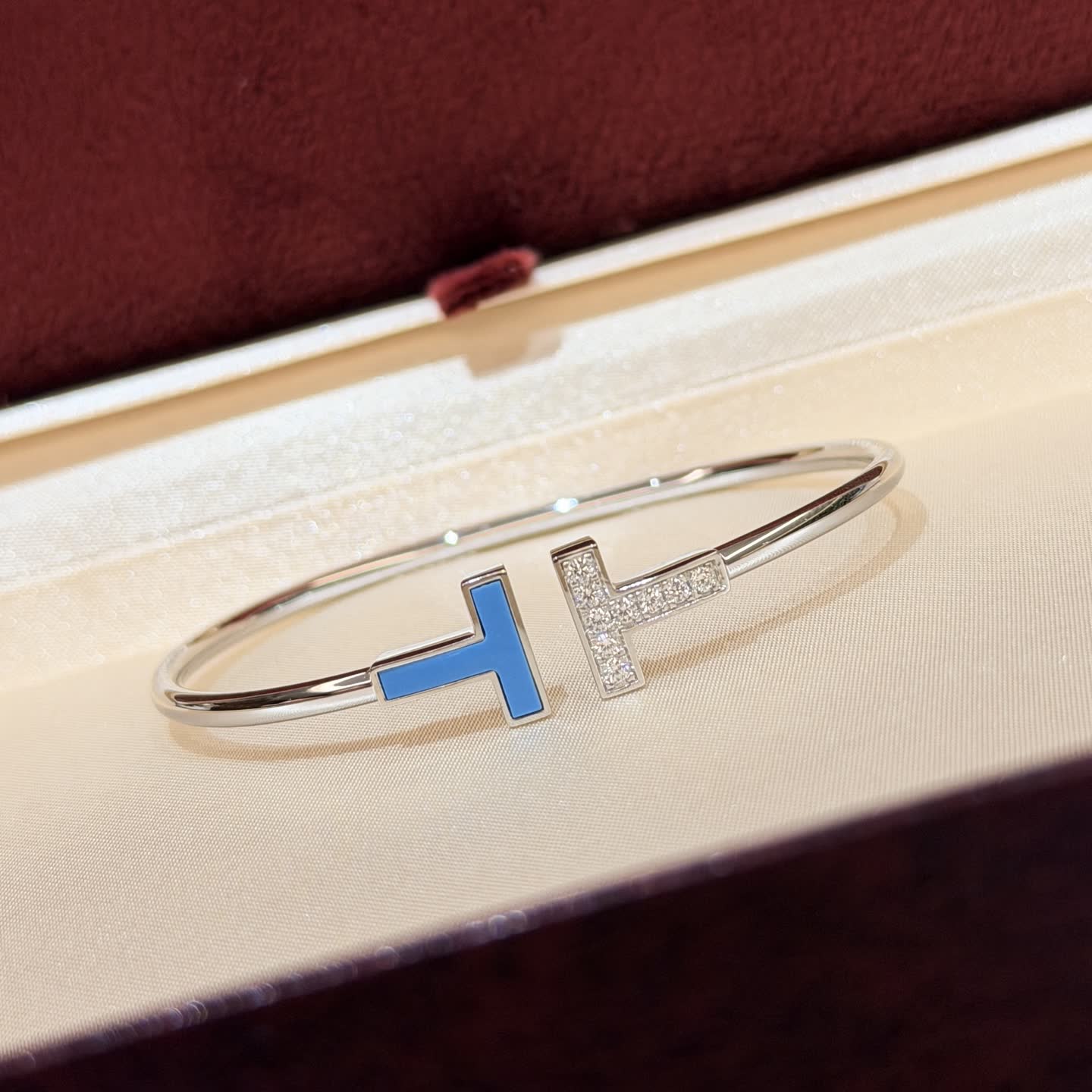 Tiffany & Co. Blue Enamel and Diamond T Bracelet Tiffany & Co. Blue Enamel and Diamond T Bracelet